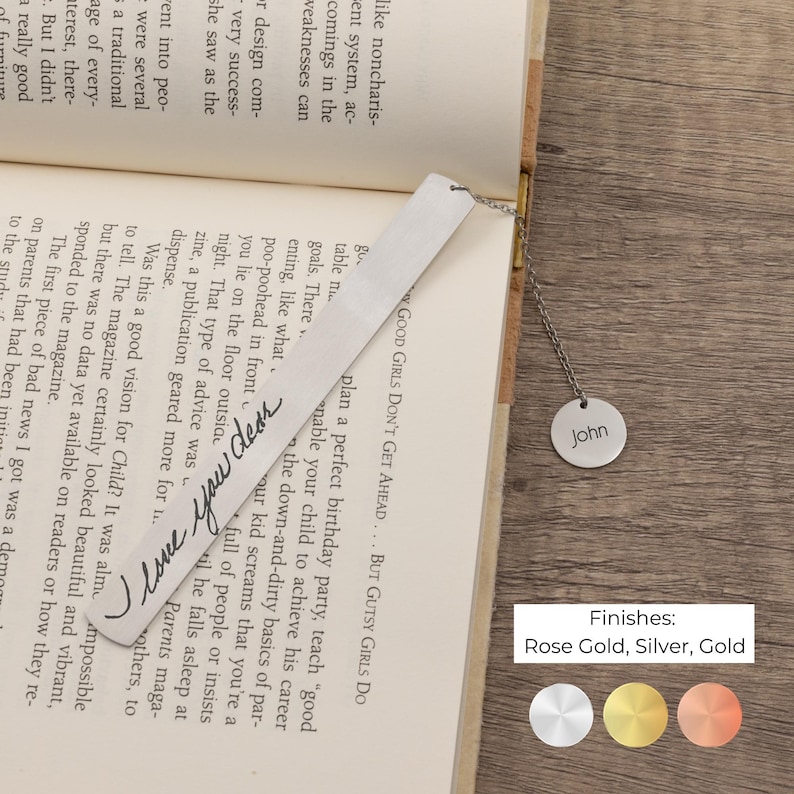 Custom Actual Handwriting Bookmark, Metal Engraved Bookmark, Book Lover ...