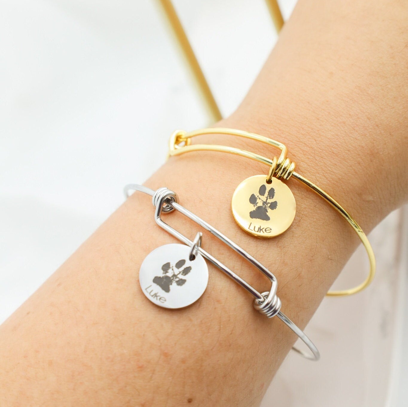 Custom Paw Print Bracelet, Personalized Pet Bracelet, Pet Memorial Gift ...