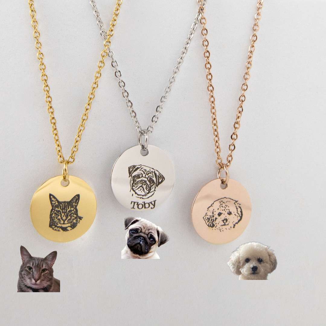 Custom Pet Portrait Necklace, Dog Necklace, Pet Jewelry, Pet Necklace