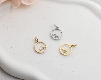 Mountain Mustard Seed Charm, Stainless Steel Christian Add-On Pendant
