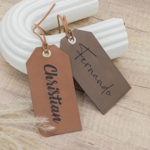 Personalized leather stocking tags with name, custom leather tag, Christmas decor, laser engraved, farms house decor, holiday stockings