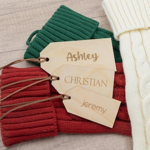Personalized wooden name stocking tag, Christmas tag decor, farmhouse Christmas, wooden Christmas gift tag, custom name tags, holiday decor