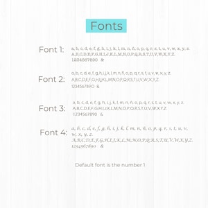 K&ouml;nnte beinhalten: Bild mit vier verschiedenen Schriftarten, jeweils mit einem Beispiel aus Klein- und Gro&szlig;buchstaben, Zahlen und dem &-Symbol. Das Wort "Fonts" befindet sich in einem t&uuml;rkisfarbenen Rechteck. Die Standardschriftart ist die Nummer 1.