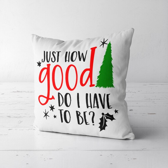 Cute Christmas Pillow Naughty Or Nice Pillow Santa Claus Etsy