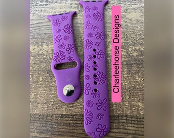 Floral Watchband SVG File: Silicone Smart Watch Engrave Pattern (Digital Download)