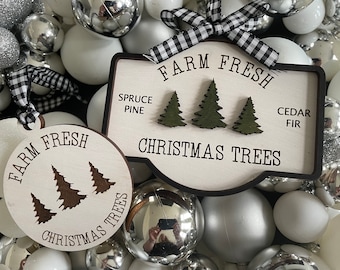 Farm Fresh Christmas Tree Ornament SVG: Rustic Laser Cut File (Digital Download)