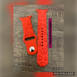 DIGITAL DOWNLOAD - SVG, Apple Watch Band File, Peace Sign Watch Band, Watchband Engrave File, Glowforge File, Smart Watch File,