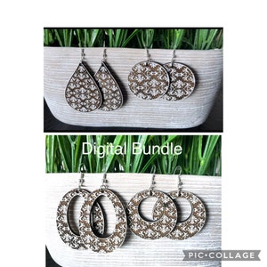 Reverse Engrave Earring Svg, Damask Earring File SVG, Earring Bundle SVG,  Earring Svg, Digital Download, Glowforge svg file
