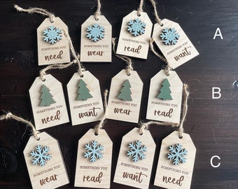 Christmas Want Need Wear Read Tag Svg, Gift Tag Template, Farmhouse Christmas Svg, Holiday Tags Svg, Digital Download, Glowforge Svg