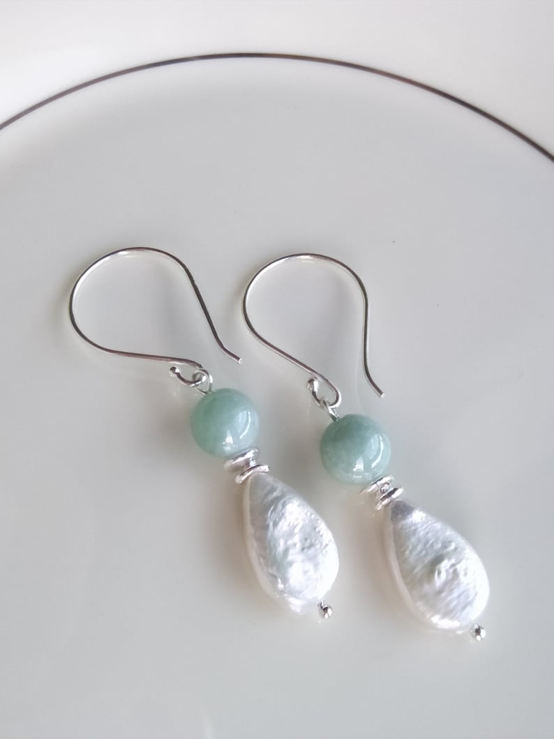 Burmese Jade Gemstone Earrings with Sterling Silver and Swarovski Crystal