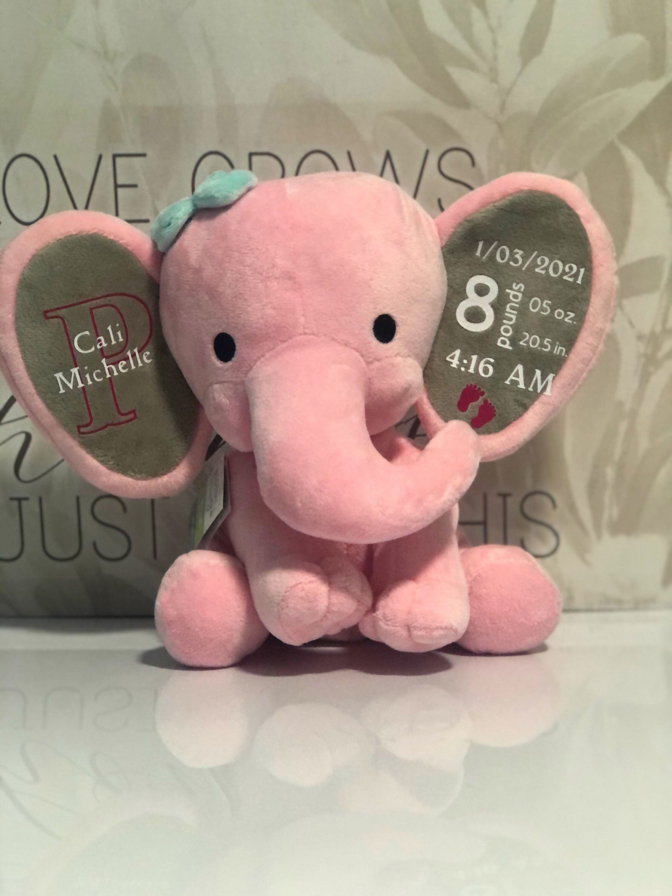 Birth Stat Elephant birth Announcement Keepsake Elephant Birth Elephant