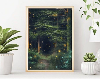Soft Dark Forest Path Painting Art Print | Mysterious Forest Path | Fairylight Art | Into the Woods Fantasy Forest by Philippa von Rekowski