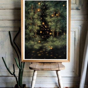 Original Acrylic Dark Magical Landscape Painting Art Print | Night Lights | Forest and Nature Paintings by Philippa von Rekowski