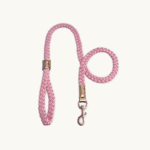 Peony Pink Braided Cute Dog Leash, Blush Rope Dog Lead, Stylish Pink Puppy Leash, Durable Walking Lead for Small Dogs, Designer Pet Leash