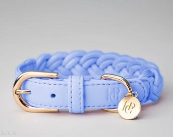 Classy Periwinkle DOG COLLAR - Cute And Durable PU Leather Plaited Collar For Pet