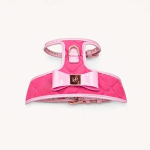 Fuchsia Pink Luxury Dog Harness, Fancy Puppy Harness, Adjustable Small Medium Dog Harness Vest, Cute Girl Dog Walking Harness