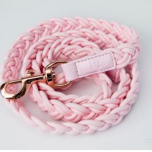 PINK Plaited Luxury Rose Gold DOG COLLAR And Leash For Friend Gift Signature Lead Pu Leather Dog Collar image 5