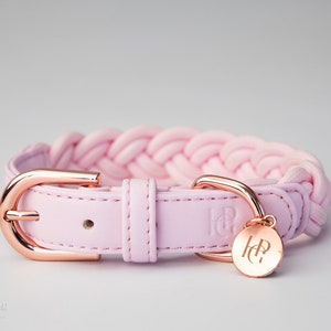 Baby PINK Plaited Signature DOG COLLAR – Classy And Versatile Pu Leather Luxury Pet Collar