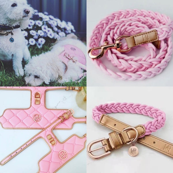 Neoprene Cotton PET ANIMAL Harness/Leather Collar/Leash/Waste Bag COLLECTION, Puppy Harness Dog Products