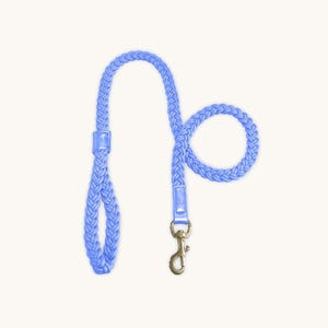 Periwinkle Plaited Cute Dog Leash, Braided Rope Puppy Lead, Pastel Blue Walking Leash for Small Dogs, Durable Pet Leash, Everyday Dog Lead