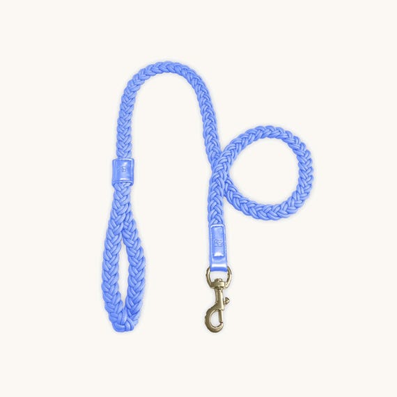 Periwinkle Plaited Cute Dog Leash, Braided Rope Puppy Lead, Pastel Blue Walking Leash for Small Dogs, Durable Pet Leash, Everyday Dog Lead