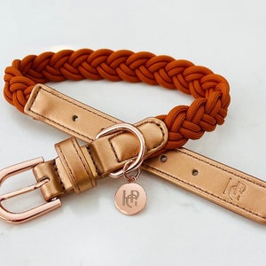 CINNAMON Plaited DOG COLLAR -  Signature Vegan Leather Collar Available In Different Sizes