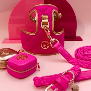 Scarlet Pink PU Leather & Quality Neoprene Zinc Alloy Buckle HARNESS  for Cat/Dog Training, Pet Accessory Stylish HARNESS only