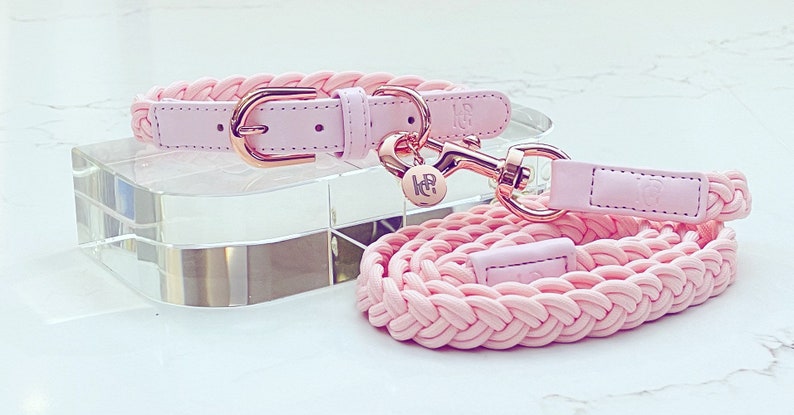 Pink Dog Collar, Leather Dog Collar, Designer Dog Collars,