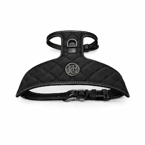 Raven Black Luxury Dog Harness, Designer Puppy Harness Vest, Adjustable Small Dog Walking Harness, Stylish Aesthetic Black Pet Harness
