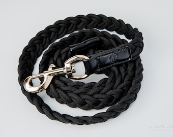 DOG And CAT Black Leather LEASH - Hand Crafted Zinc-Alloy Hardware Leash For Pet