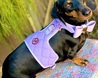 Lilac Rose Gold & NEOPRENE Cotton Zinc ALLOY Buckle Dog /Cat HARNESS, Dog Training Pet Fashion Leather Harness