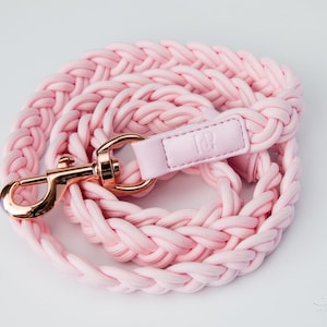 Baby Pink PLAITED Rope Dog LEASH for Puppy/Cat, Elegant Pet Training High-Quality Leather Leash for Gift