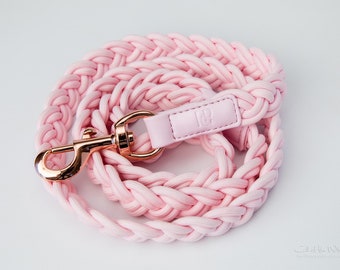 PINK PLAITED Rope Dog LEASH for Puppy/Cat, Elegant Pet Training High-Quality Leather Leash for Gift