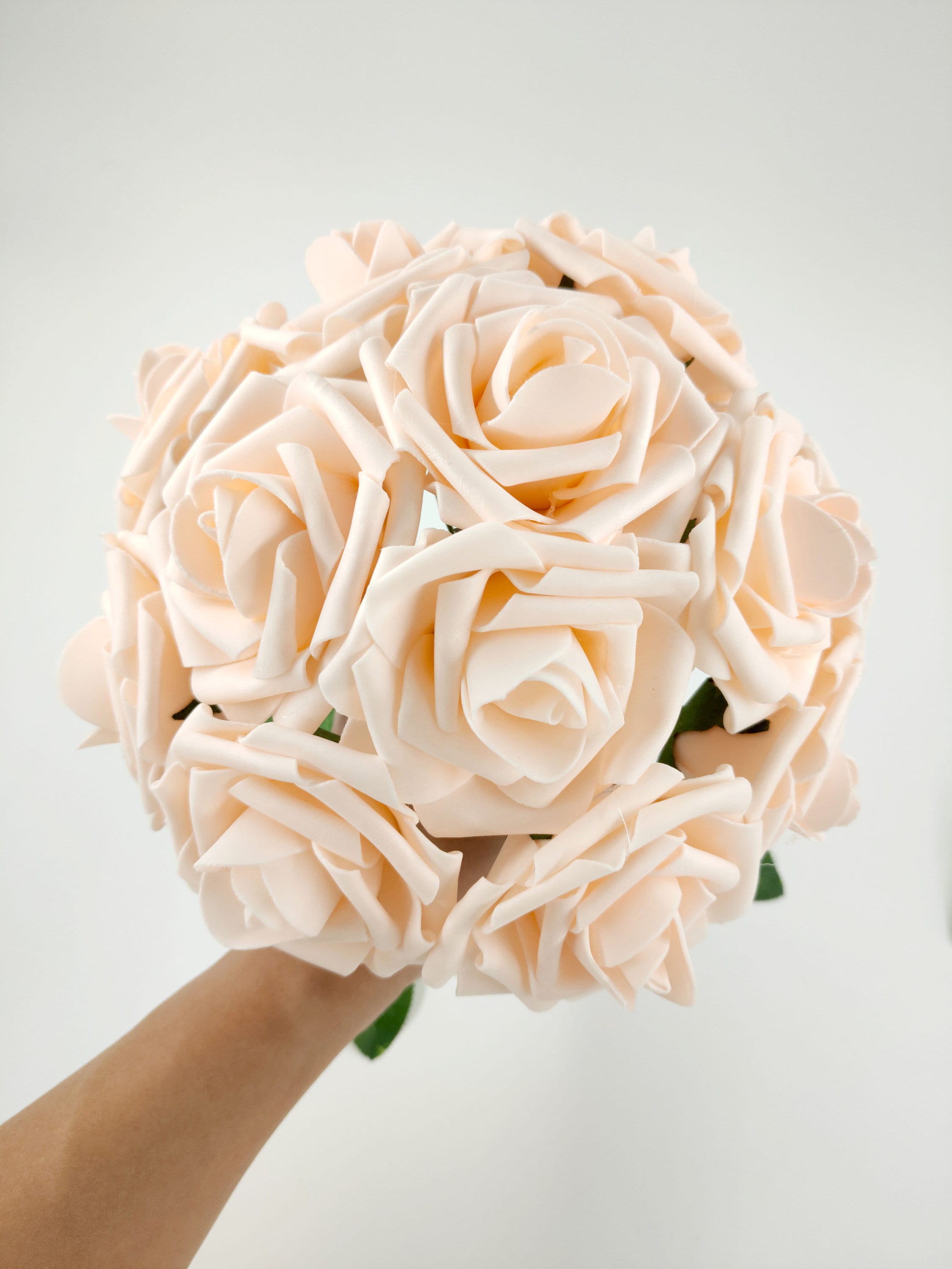 Floroom 50pcs Artificial Foam Roses - Ivory White, 3" Blooms, 8" Stems, With Leaves For DIY - View #14