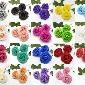 25pcs Artificial Flowers Real Looking Foam Roses Decoration DIY for Wedding Bouquet Baby Shower Mother's Day Party Decor