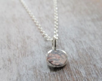 Tiny Sterling Silver Hammered Disc Necklace, Lightweight Delicate Small Handmade Pendant, Ethically Sourced Jewelry