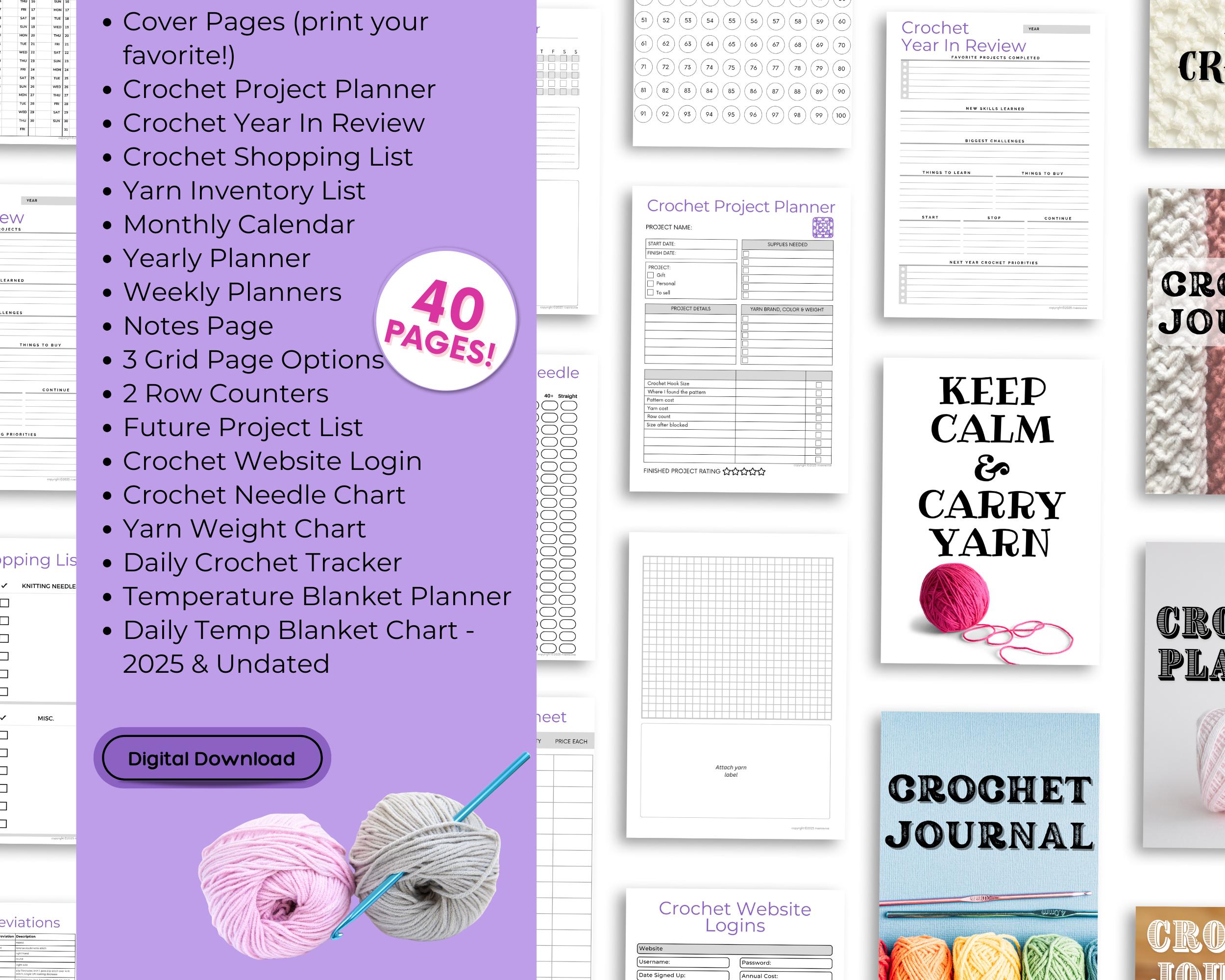 Crochet Project Planner: Temperature Blanket Log, Weekly/monthly (digital Download) - Etsy