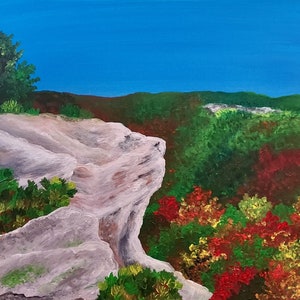 Lions Head, an original acrylic painting featuring the iconic viewpoint in WV
