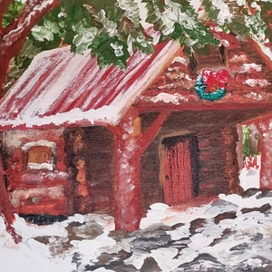 Come On In, origineel acryl schilderij met Roan High Knob shelter op de AT