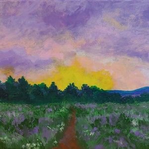 Into the Sun, original acrylic work features a beautiful sunrise in West Virginia