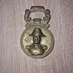 Vintage, brass, mixed metals, bottle opener, Napoleon Bonaparte, Eiffel Tower, Paris France