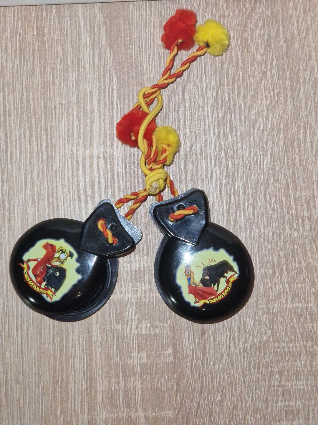 Vintage, Bakelite, Castanets, Red, Yellow, Toreador, Bull, Corrida Del ...