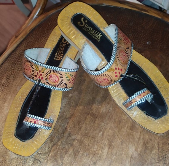 Vintage,Swastik leather works, slippers, chappal,… - image 10