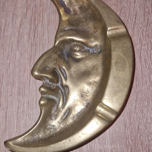 Vintage, brass, mixed metals, rusty, moon, crescent moon, celestial, astray, trinket dish, trinket tray, shabby chic, mystical, wiccan,magic