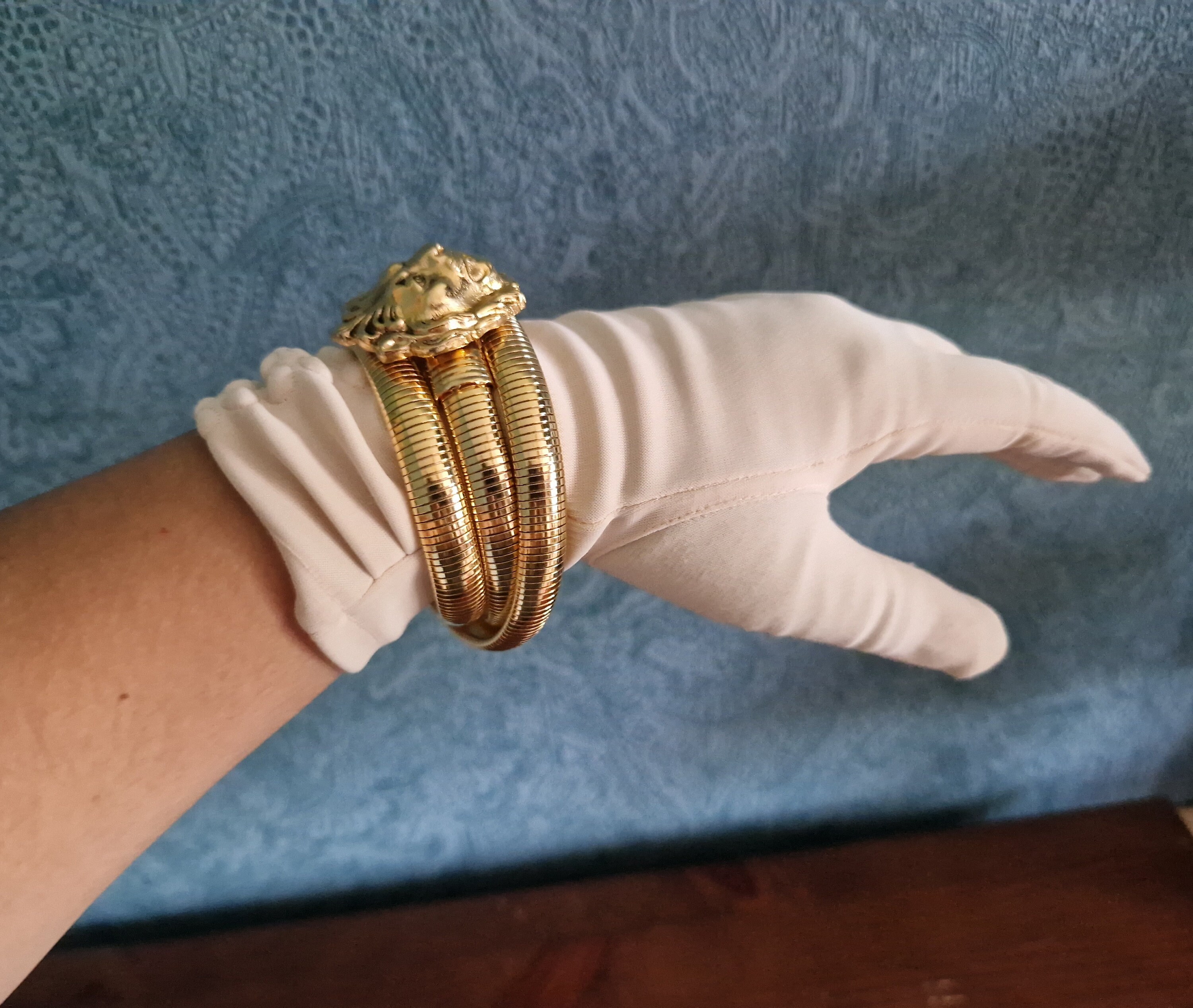 Vintage, Gold Tone, Metal, Snake Belt, Stretch Belt, Spring 