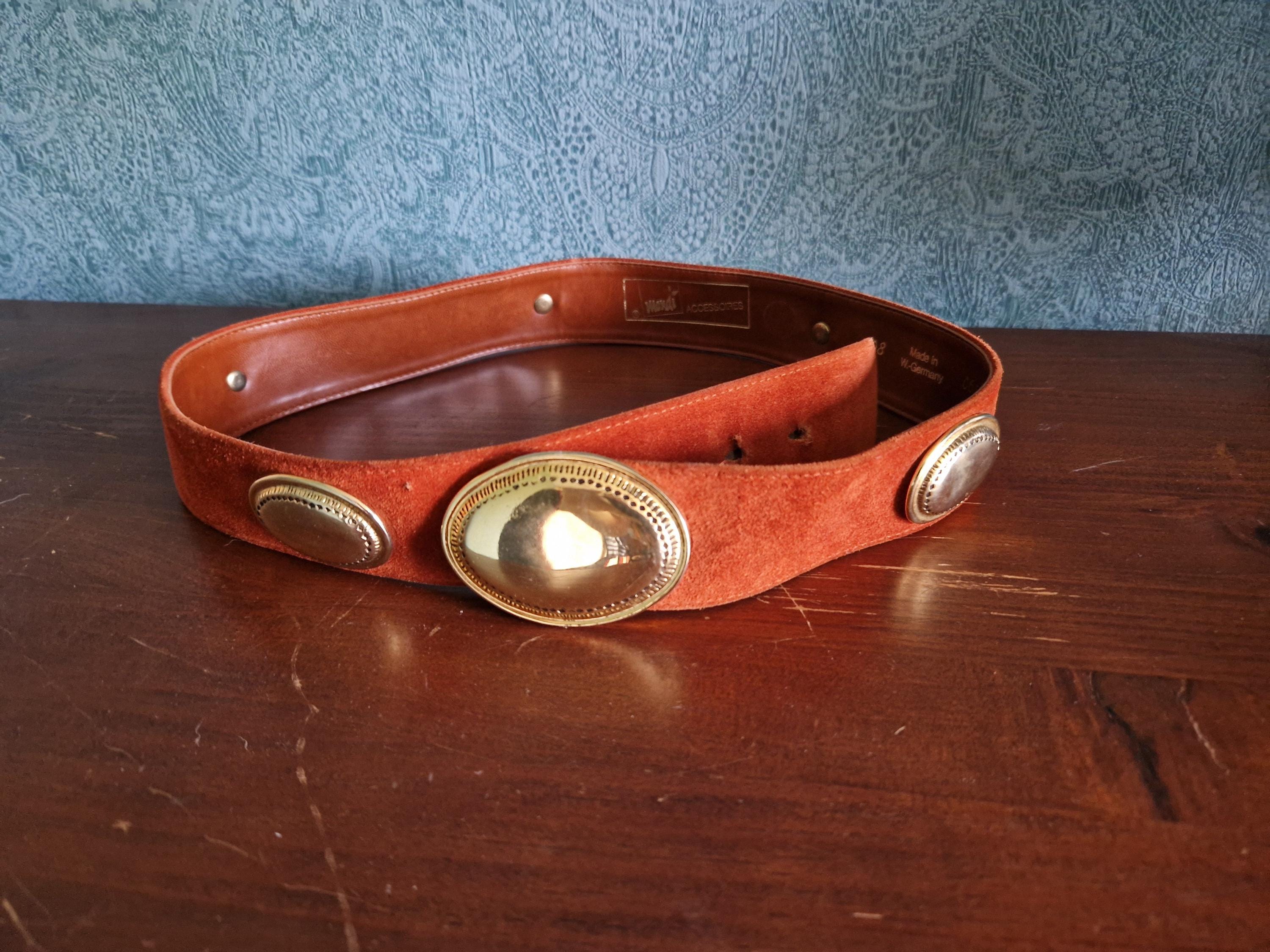 Vintage? Mondi Black Leather Belt with Stylish Pearlized Buckle Women main image 3