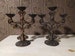 Vintage, electroplated, copper finish, pair of three branch candelabras, rusty, shabby chic 