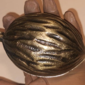 Vintage, solid brass, walnut shaped, nutcracker, detailed, walnut, &#39;PAC-MAN&#39;