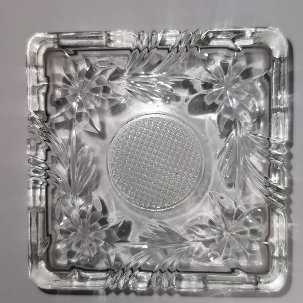 Cut Glass Ashtray Etsy