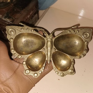 Vintage brass, Hollywood Regency, butterfly, ashtray, trinket dish